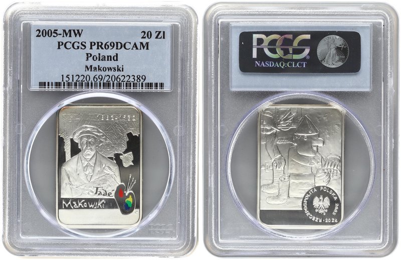 Poland 20 Zlotych 2005. PCGS PR 69 DCAM