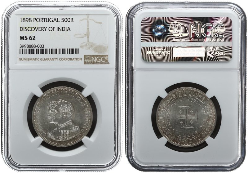 Portugal 500 Reis 1898. NGC MS 62