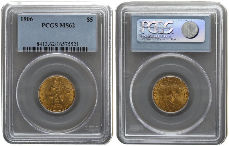 USA 5 Dollars 1906. PCGS MS 62