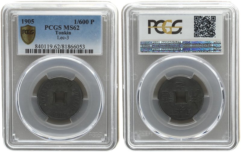 Vietnam 1/600 Piastre1905. PCGS MS 62