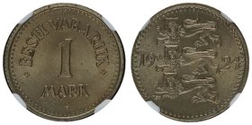 Estonia 1 Mark 1924. NGC MS 66. Top Pop. MAX grade