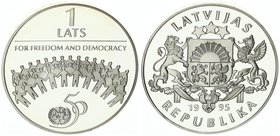 Latvia 1 Lats 1995. For Freedom and Democracy