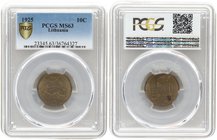 Lithuania 10 Centu 1925. PCGS MS 63