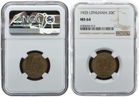 Lithuania 20 Centu 1925. NGC MS 64