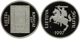 Lithuania 50 Litu 1997. First Lithuanian book