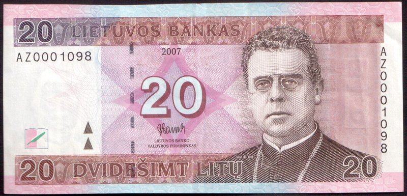 Lithuania 20 Litu banknote 2007