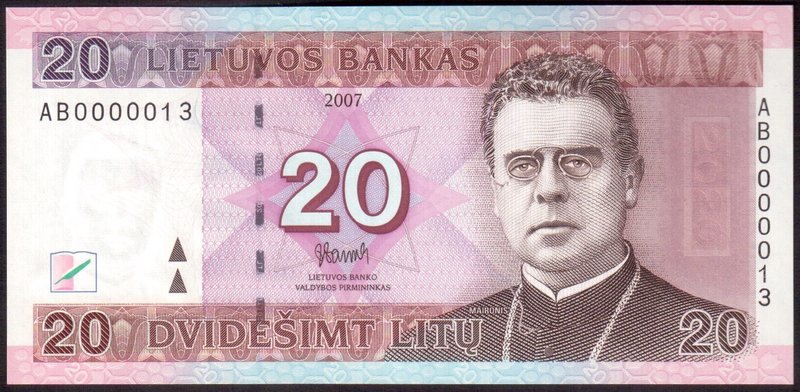 Lithuania 20 Litu banknote 2007