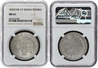 Russia 1 Rouble 1842. SPB-ACh. NGC MS 61