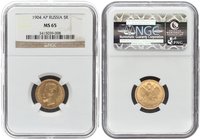 Russia 5 Roubles 1904. AR. NGC MS 65