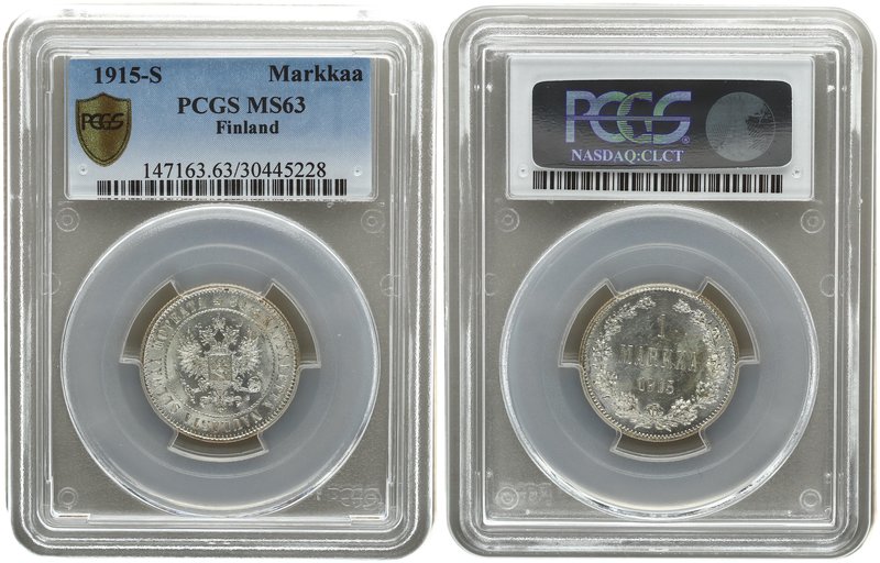 Russia to Finland 1 Markka 1915. S. PCGS MS 63