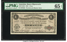 Argentina Banco Hipotecario 1 Peso 14.7.1891 Pick S615 PMG Gem Uncirculated 65 EPQ. 

HID09801242017