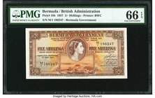 Bermuda Bermuda Government 5 Shillings 1.5.1957 Pick 18b PMG Gem Uncirculated 66 EPQ. 

HID09801242017