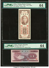 China Bank of Taiwan, Matsu 1 Yuan 1954 Pick R120 S/M#T75 PMG Choice Uncirculated 64; People's Republic 5 Jiao 1953 Pick 865b PMG Choice Uncirculated ...