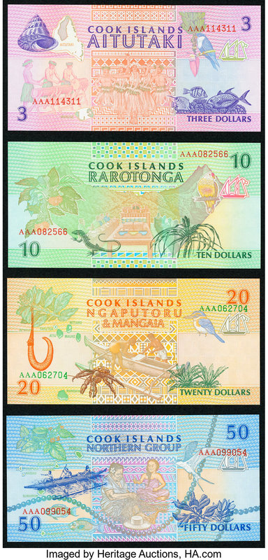 Cook Islands Government of the Cook Islands 3; 10; 20; 50 Dollars ND (1992) Pick...