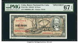 Cuba Banco Nacional de Cuba 10 Pesos 1958 Pick 88s2 Specimen PMG Superb Gem Unc 67 EPQ. Roulette Specimen punch.

HID09801242017