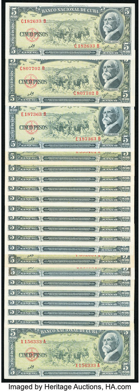 Cuba Banco Nacional de Cuba 5 Pesos 1958 Pick 91a (9); 1960 Pick 91c (12) About ...