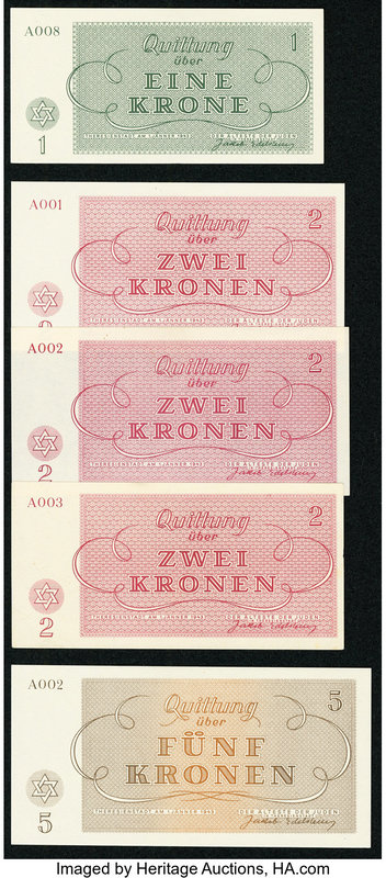 Complete Denomination Set Czechoslovakia Thereseinstadt Concentration Camp 1; 2 ...