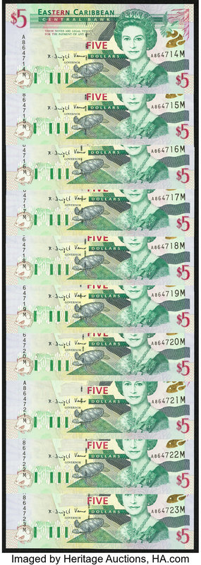 East Caribbean States Central Bank, Montserrat 5 Dollars ND (2000) Pick 37m Ten ...