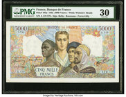 France Banque de France 5000 Francs 8.10.1942 Pick 103a PMG Very Fine 30. Minor repair; tear.

HID09801242017