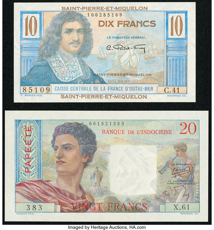 Saint Pierre and Miquelon Caisse Centrale de la France d'Outre Mer 10 Francs ND ...