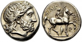 GRIECHISCHE MÜNZEN AUS DER SAMMLUNG EINES PHILHELLENEN 
 KÖNIGREICH MAKEDONIEN 
 Philippos II., 359-336 v. Chr. Tetradrachmon, postum, Amphipolis , ...