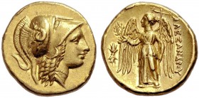 GRIECHISCHE MÜNZEN AUS DER SAMMLUNG EINES PHILHELLENEN 
 KÖNIGREICH MAKEDONIEN 
 Alexander III. der Grosse, 336-323 v. Chr. Stater, Gold, Amphipolis...