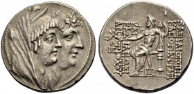 GRIECHISCHE MÜNZEN AUS DER SAMMLUNG EINES PHILHELLENEN 
 KÖNIGREICH DER SELEUKIDEN 
 Kleopatra Thea und Antiochos VIII. Grypos, 125-121 v. Chr. Tetr...
