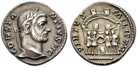 RÖMISCHE MÜNZEN AUS DER SAMMLUNG EINES PHILHELLENEN 
 KAISERZEIT 
 Constantius I. Caesar, 293-305. Argenteus, Treveri , 298-299. Kopf mit L. n.r. Rv...