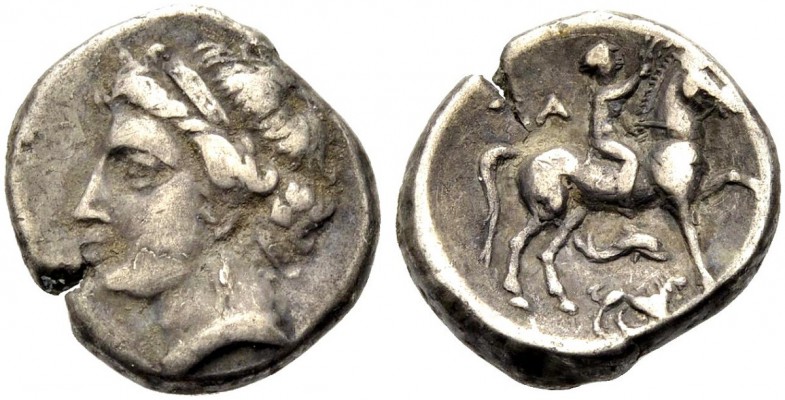 GRIECHISCHE MÜNZEN 
 KALABRIEN 
 TARENT 
 Didrachme, 281-228 v. Chr. Nymphenb...
