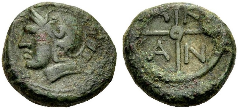 GRIECHISCHE MÜNZEN 
 MAKEDONIEN 
 AKANTHOS 
 Bronze, 4./3. Jh. v. Chr. Athena...