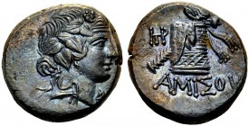 GRIECHISCHE MÜNZEN 
 PONTOS 
 AMISOS 
 Bronze, 85-65 v. Chr., zur Zeit des Mithradates Eupator . Kopf des jugendl. Dionysos n. r. mit Efeukranz. Rv...