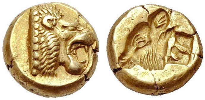 GRIECHISCHE MÜNZEN 
 LESBOS 
 MYTILENE 
 Hekte, Elektron, 521-478 v. Chr. Löw...