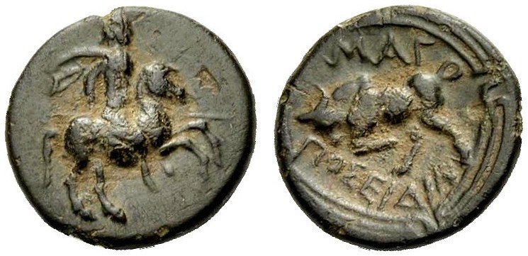 GRIECHISCHE MÜNZEN 
 IONIEN 
 MAGNESIA 
 Kleinbronze (11mm), 300-220 v. Chr. ...