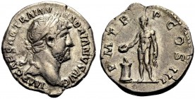 RÖMISCHE MÜNZEN 
 KAISERZEIT 
 Hadrianus, 117-138. Denar, Rom, 119-122. IMP CAESAR TRAIAN HADRIANVS AVG. Büste n. r. mit L. Rv. P M TR - P COS III. ...