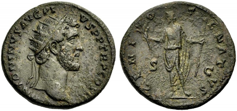 RÖMISCHE MÜNZEN 
 KAISERZEIT 
 Antoninus Pius, 138-161. Dupondius, 140-144. Ko...