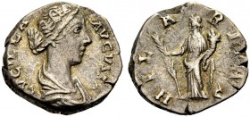 RÖMISCHE MÜNZEN 
 KAISERZEIT 
 Lucilla, († 182), Gemahlin des Lucius Verus, Tochter des M. Aurelius. Denar, 164-169. LVCILLA AVGVSTA. Drap. Büste mi...