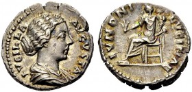 RÖMISCHE MÜNZEN 
 KAISERZEIT 
 Lucilla, († 182), Gemahlin des Lucius Verus, Tochter des M. Aurelius. Denar, 164-169. LVCILLA AVGVSTA. Drap. Büste n....