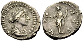 RÖMISCHE MÜNZEN 
 KAISERZEIT 
 Lucilla, († 182), Gemahlin des Lucius Verus, Tochter des M. Aurelius. Denar, 164-169. LVCILLAE AVG ANTONINI AVG F Dra...