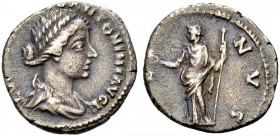 RÖMISCHE MÜNZEN 
 KAISERZEIT 
 Lucilla, († 182), Gemahlin des Lucius Verus, Tochter des M. Aurelius. Denar, 164-169. (LVCILLAE AVG -) ANTONINI AVG F...