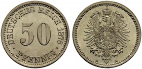 DEUTSCHE MÜNZEN SEIT 1871 
 KLEINMÜNZEN 
 50 Pfennig 1876 A. J. 7.
 Fast Stempelglanz