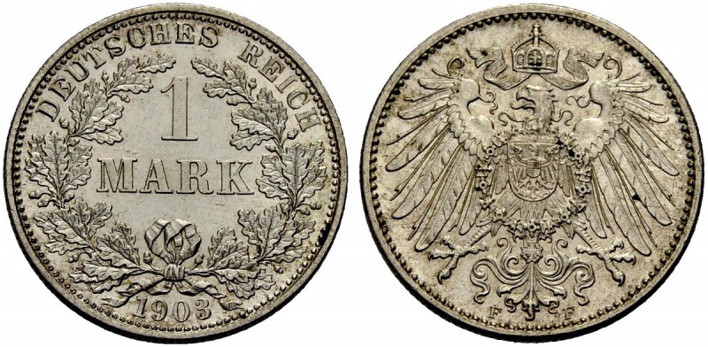DEUTSCHE MÜNZEN SEIT 1871 
 KLEINMÜNZEN 
 1 Mark 1903 F. J. 17.
 Fast Stempel...