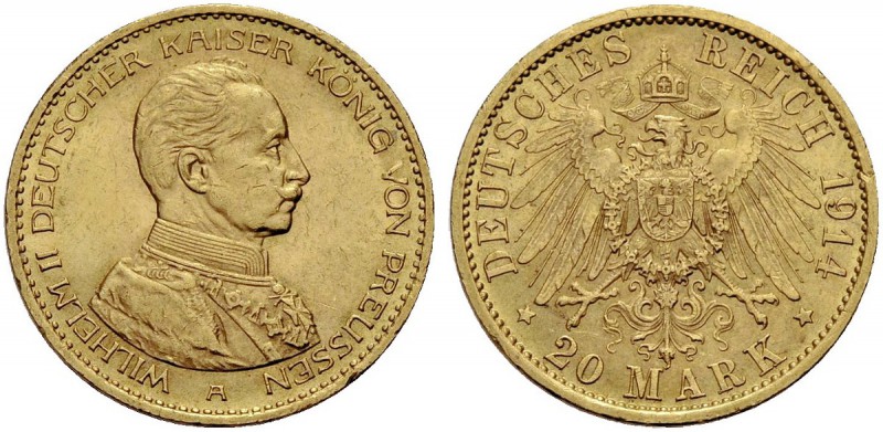 DEUTSCHE MÜNZEN SEIT 1871 
 PREUSSEN, KÖNIGREICH 
 WILHELM II., 1888-1918. 20 ...