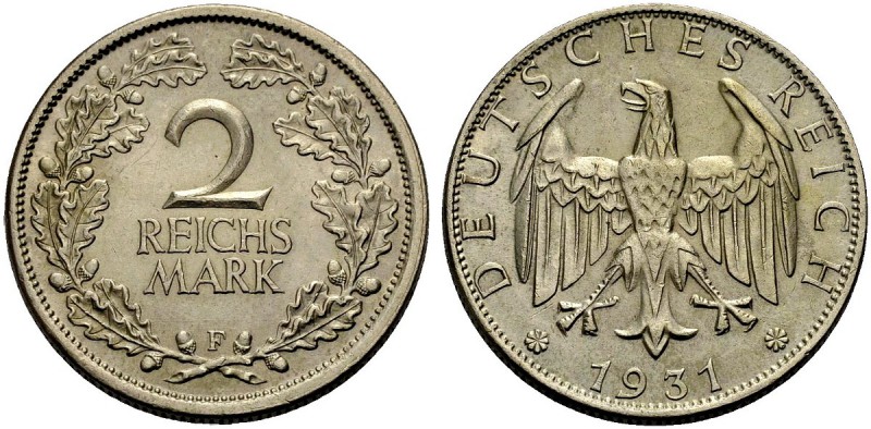 DEUTSCHE MÜNZEN SEIT 1871 
 WEIMARER REPUBLIK 
 2 Reichsmark 1931 F. J. 320.
...