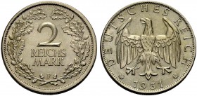DEUTSCHE MÜNZEN SEIT 1871 
 WEIMARER REPUBLIK 
 2 Reichsmark 1931 F. J. 320.
 Vorzüglich