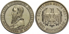DEUTSCHE MÜNZEN SEIT 1871 
 WEIMARER REPUBLIK 
 3 Reichsmark 1927 F zur 450-Jahrfeier der Gründung der Universität Tübingen durch Eberhard V. J. 328...
