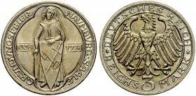 DEUTSCHE MÜNZEN SEIT 1871 
 WEIMARER REPUBLIK 
 3 Reichsmark 1928 A, 900 Jahre Naumburg. J. 333.
 Vorzüglich-Stempelglanz