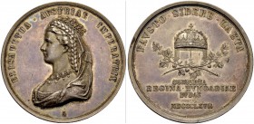 ÖSTERREICH 
 FRANZ JOSEPH I., 1848-1916. Medaille 1867 A (Hauptmünzamt Wien, o. Sign.) auf die Krönung der Kaiserin Elisabeth zur Königin von Ungarn ...