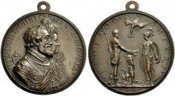 EUROPÄISCHE MÜNZEN UND MEDAILLEN 
 FRANKREICH, KÖNIGLICHE MÜNZEN 
 HENRI IV, 1589-1610. Bronzegussmedaille 1603 (v. G. Dupré). Die Brustbilder von H...