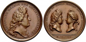 EUROPÄISCHE MÜNZEN UND MEDAILLEN 
 FRANKREICH, KÖNIGLICHE MÜNZEN 
 LOUIS XIV, 1643-1715. Bronzemedaille 1680 (von Mauger) auf die Heirat des Dauphin...