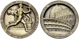 EUROPÄISCHE MÜNZEN UND MEDAILLEN 
 ITALIEN 
 CASA SAVOIA 
 REPUBLIK, seit 1946. Versilberte Bronzemedaille 1953 (von Moschi) auf den Umbau des Olym...